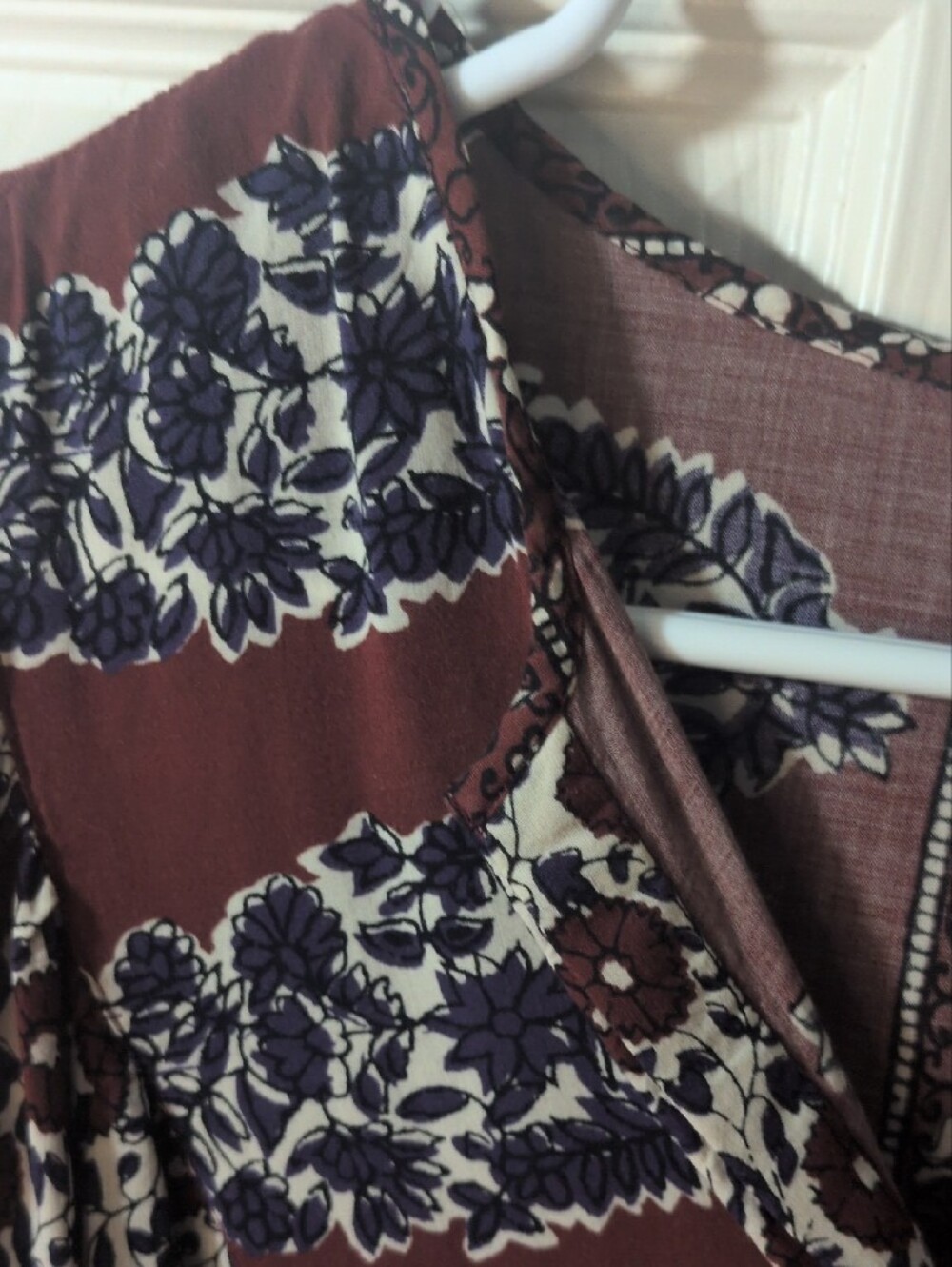 Lucky Brand Brown, Cream & Purple Floral Boho Tunic, Size Medium - Picture 7 of 12
